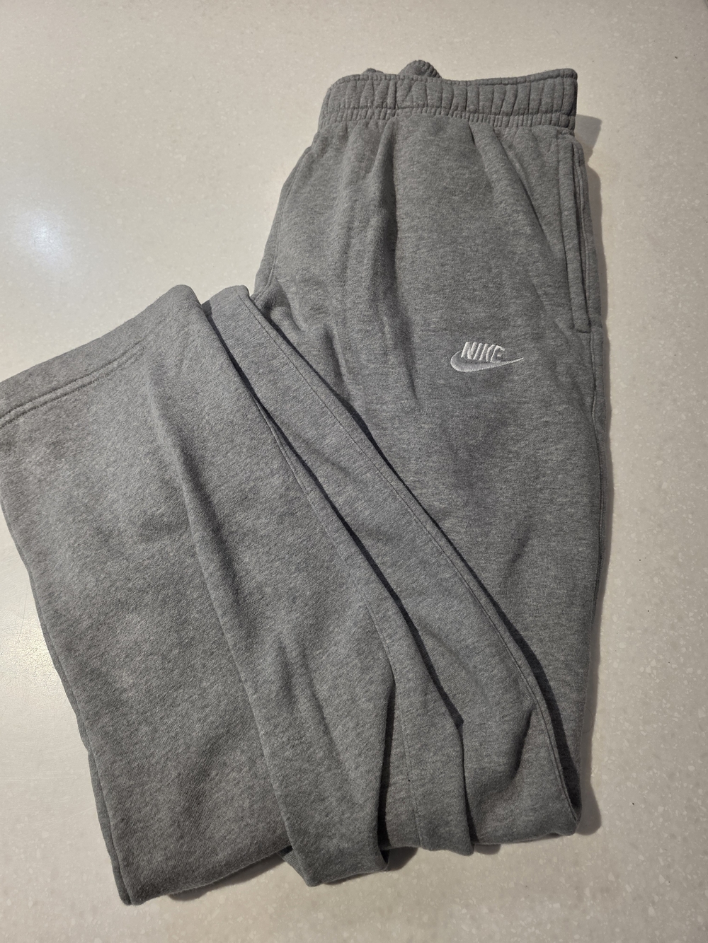 Nike Grey Fleece Sweatpants with Embroidered Swoosh